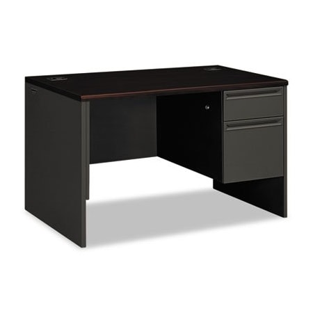 Hon HON, 38000 SERIES RIGHT PEDESTAL DESK, 48W X 30D X 29.5H, MAHOGANY/CHARCOAL 38251NS